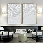 White Minimalist Textured Paintings Canvas Set of 2 #MM062