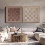Beige & Brown Abstract Textured Square Set of 2 Wall Art #BB169