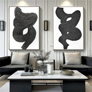 Black White Textured Minimalist Wall Art Set of 2 #MZ114