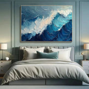 Blue & White Ocean And Sky Abstract Texture Canvas Art #OS 270
