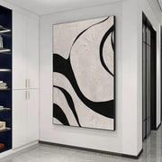 Beige & Black Abstract Textured Painting #WS456