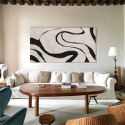 Beige & Black Abstract Textured Painting #WS480