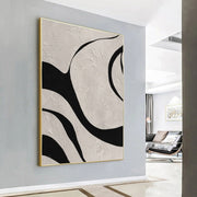 Beige & Black Abstract Textured Painting #WS456