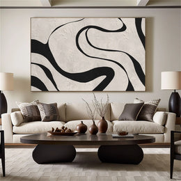 Beige & Black Abstract Textured Painting #WS480