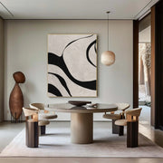 Beige & Black Abstract Textured Painting #WS456