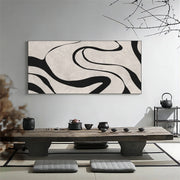 Beige & Black Abstract Textured Painting #WS480