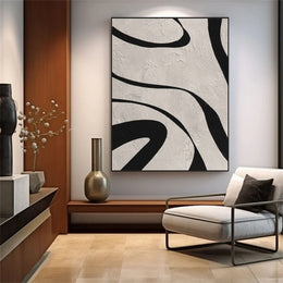 Beige & Black Abstract Textured Painting #WS477