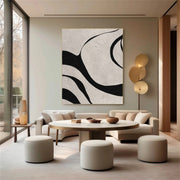 Beige & Black Abstract Textured Painting #WS456