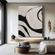 Beige & Black Abstract Textured Painting #WS456