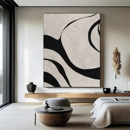 Beige & Black Abstract Textured Painting #WS456