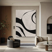 Beige & Black Abstract Textured Painting #WS456