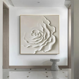 White Flower & Tree Abstract Textured Wall Art #ML135