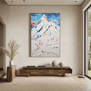 Skiing Sport Art Textured Painting Canvas #MM229
