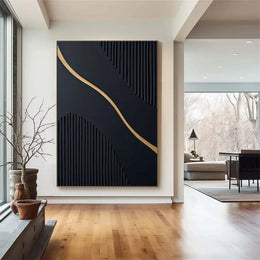 Black Gold Minimalist Textured Painting #MZ098