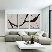 Beige & Black Abstract Textured Painting Set of 3 #WS465