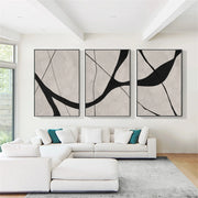 Beige & Black Abstract Textured Painting Set of 3 #WS465
