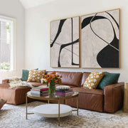 Beige & Black Abstract Textured Painting Set of 2 #WS110