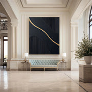 Black Gold Minimalist Textured Painting #MZ098