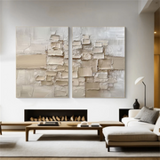 Beige Abstract Textured Set of 2 Wall Art #AB 552
