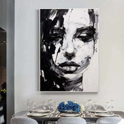 Abstract Portrait Black and White Painting #AP037