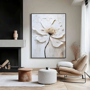 White Flower & Tree Abstract Textured Wall Art #ML129