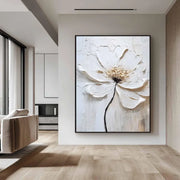 White Flower & Tree Abstract Textured Wall Art #ML129
