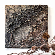 Earth Tone Textured Abstract Painting | Mixed Media Paper Clay Sculpture