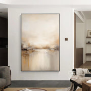 Minimalist Beige Brown Abstract Texture Canvas Painting | Wabi-Sabi Wall Art
