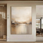 Minimalist Beige Brown Abstract Texture Canvas Painting | Wabi-Sabi Wall Art