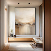 Minimalist Beige Brown Abstract Texture Canvas Painting | Wabi-Sabi Wall Art