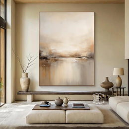 Minimalist Beige Brown Abstract Texture Canvas Painting | Wabi-Sabi Wall Art