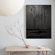 Black Minimalist Textured Painting Canvas #MZ031