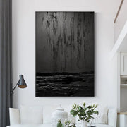 Black Minimalist Textured Painting Canvas #MZ031