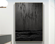 Black Minimalist Textured Painting Canvas #MZ031