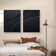 Black Gold Minimalist Textured Paintings Set of 2 #MZ042