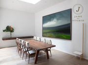 Large Green Landscape Oil Painting | Abstract Sky Art on Canvas