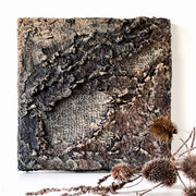 Contemporary Wabi-Sabi Earthy Tone Wall Sculpture - Handcrafted 3D Mixed Media Art