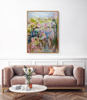 Abstract Water Lily Painting | Large Original Acrylic Canvas Artwork