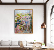 Abstract Water Lily Painting | Large Original Acrylic Canvas Artwork