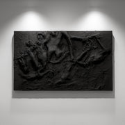 Minimalist Black Textured Wabi Sabi Wall Art - Large Handmade Plaster Sculpture