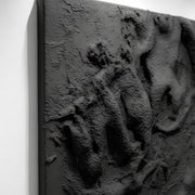 Minimalist Black Textured Wabi Sabi Wall Art - Large Handmade Plaster Sculpture